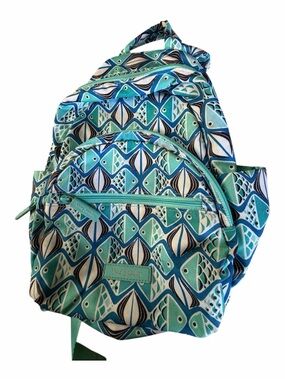 Gently used Vera Bradley Teal & Navy Geo Fish-Scale Backpack